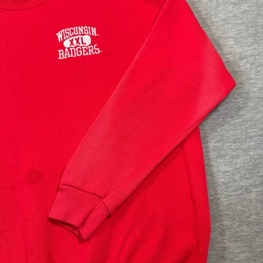 Champion Sweatshirt Mens XXL Red Pullover Wisconsin Badgers NCAA College Vintage